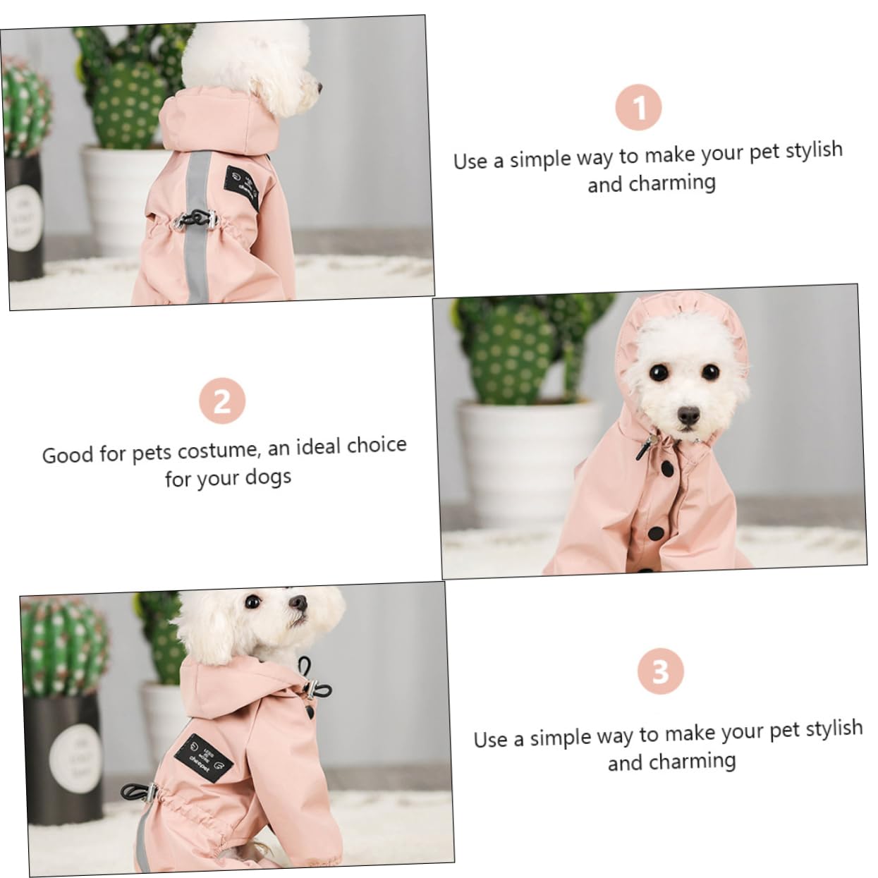 Generic Pet Rain Clothes Dog Waterproof Jacket Reflective Hood Stylish Dog Costume Pet Gear