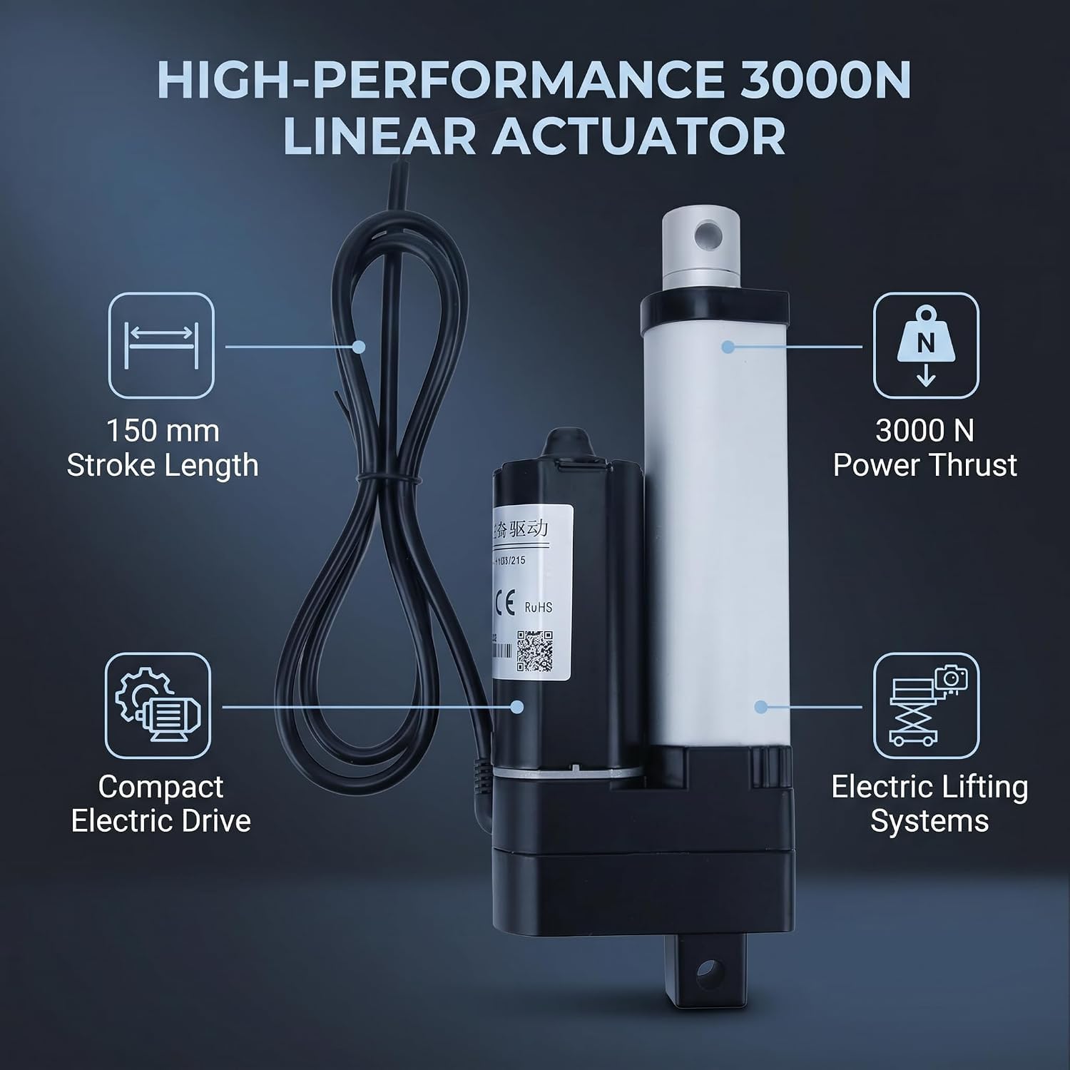 Attuatore Motore Elettrico Multiplo Controllo Spinta E Corsa Per Sistema di Sollevamento Corsa 50mm Protezione IP54(24v)