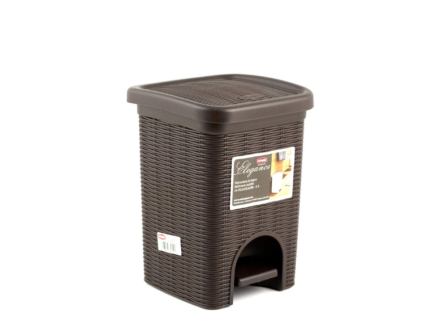 Stefanplast Elegance Bathroom Dustbin, Moka, 20.5 x 20.5 x 28 cm