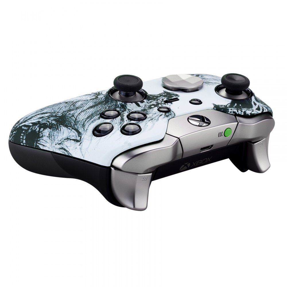 eXtremeRate Cover Custodia Anteriore Case Copertura Frontale Pezzo di Ricambio per Xbox One Elite Controller Model 1698 con 2 Anelli d'Accento(Anima del Lupo)
