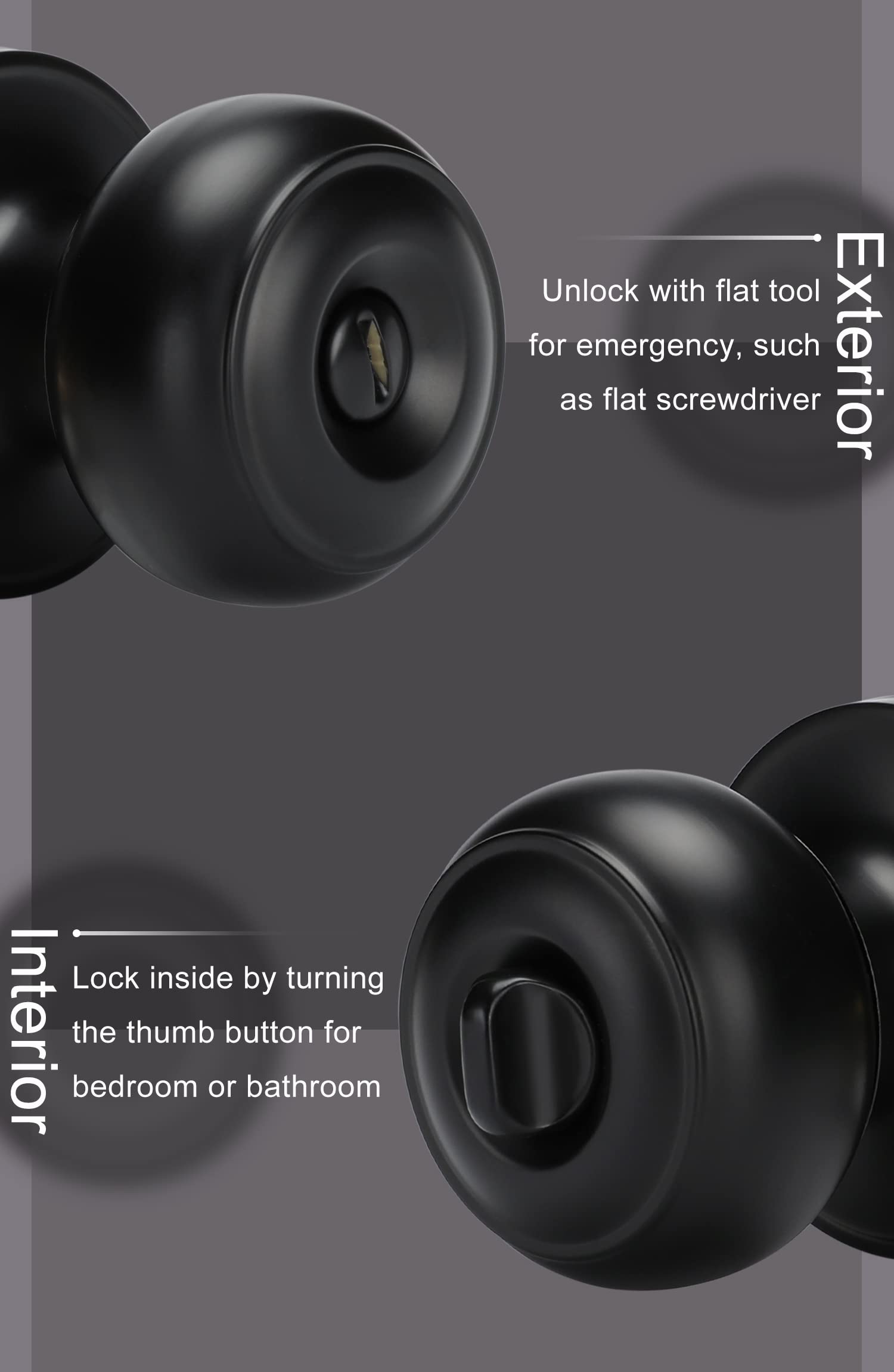 goldenwarm Black Interior Door Knobs, Matte Black Privacy Door Knob, Black Bedroom Door Knobs, Black Door Knobs Interior Bulk, Indoor Bathroom Door Knob(10 Pack, Matte Black)