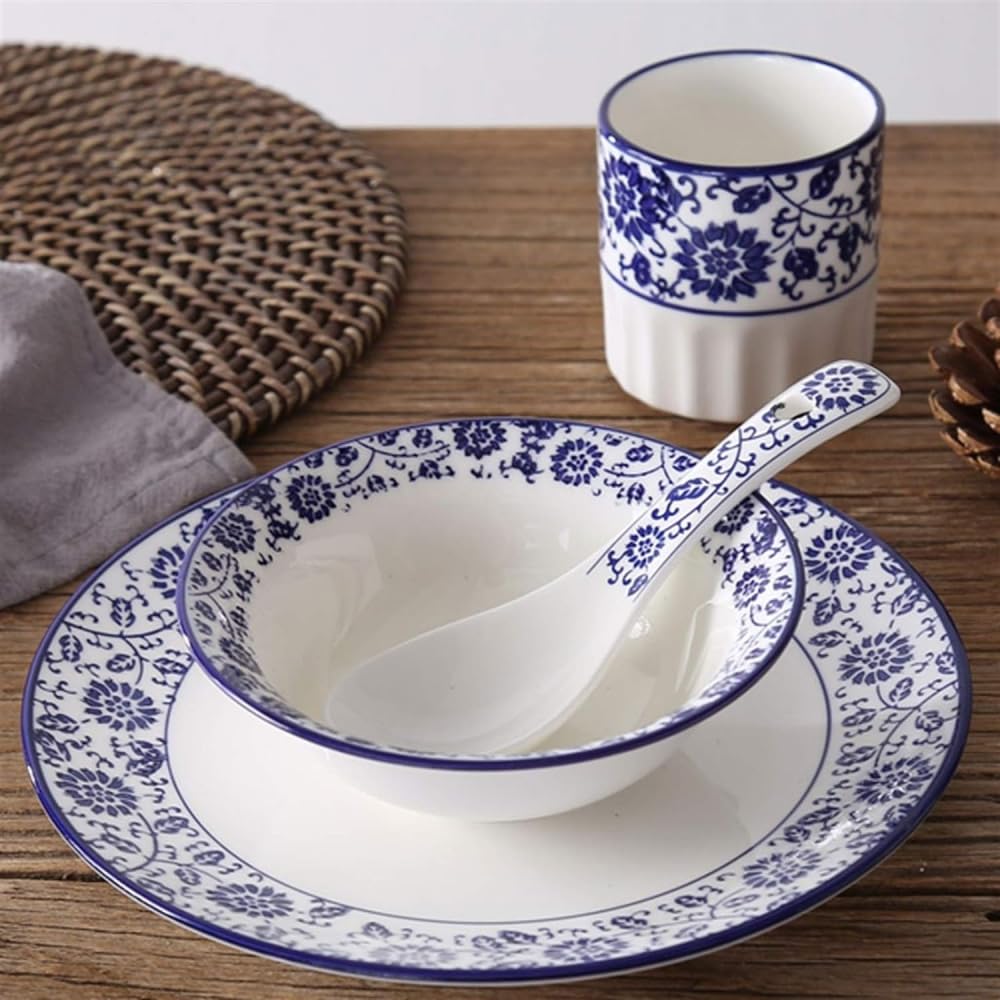 Łyżki do zupy chochla ręcznie malowana niebiesko-biała porcelanowa ceramiczna łyżka do zupy zestaw domowych łyżek do zupy zestaw 13 cm długie chochle do serwowania - 10 szt. 13 cm