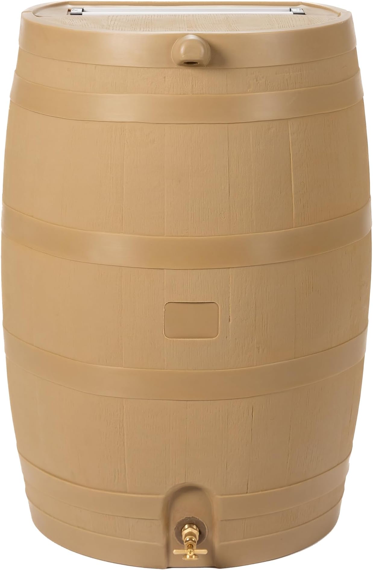 RTS Home Accents 50-Gallon Rain Water Collection Barrel with Brass Spigot, Oak Color
