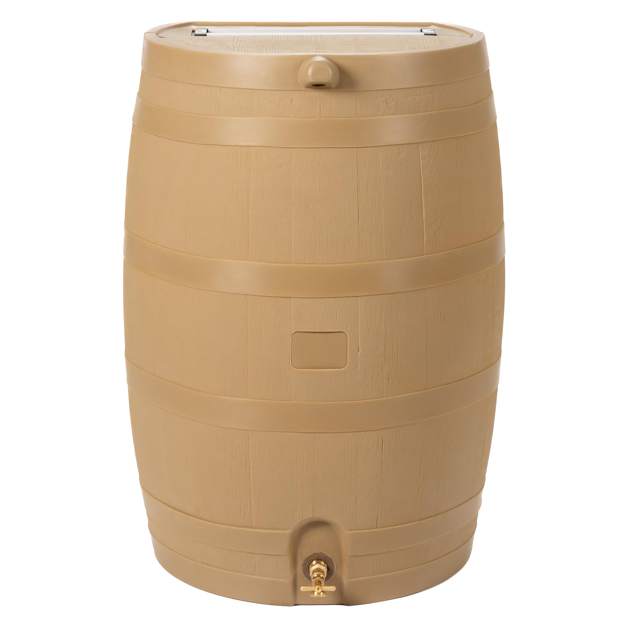 RTS Home Accents 50-Gallon Rain Water Collection Barrel with Brass Spigot, Oak Color