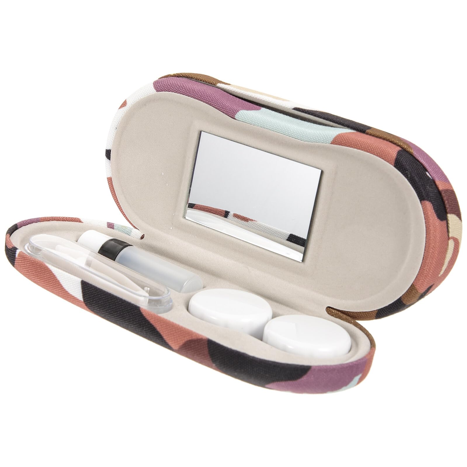 Portaocchiali da Viaggio in Plastica e Tessuto Doppio Strato, Custodia Protettiva con Motivo Camouflage per Occhiali da Vista da Sole, Organizer Multiuso per Proteggere Lenti