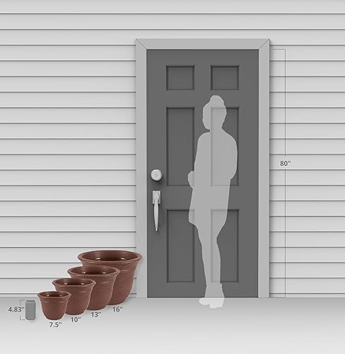 Miniatura 22 de The HC Companies Sierra - Maceta redonda de riego automático, maceta de plástico ligera para hierbas y más, macetas duraderas para plantas de Bronce