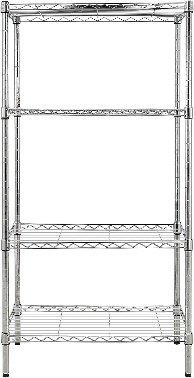BELANITAS 4 Tier Wire Shelving Unit Storage Shelf Steel Shelving Adjustable Metal Storage Rack Metal Shelving Unit Shelves for Garage, Pantry, Basement, Living Room, Kitchen,Silver