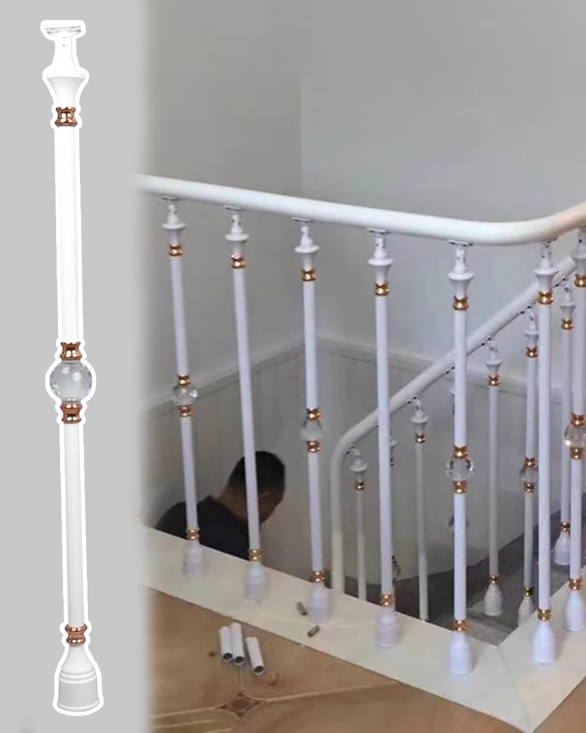 Verstellbares dekoratives Treppengeländer-Set – Schwarze viktorianische Treppensperre für Babysicherheit, Innen- und Außenbereich, 1 Stück, ideal für Haus & Garten