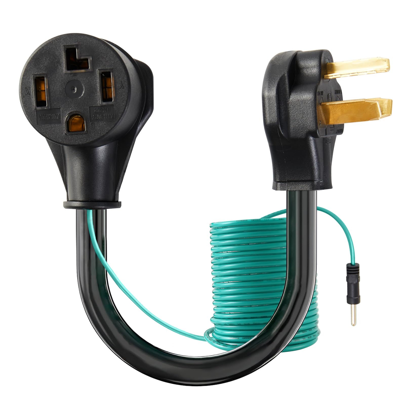 Dryer Adapter 4-Prong to 3-Prong, Plug and Play Design, 1.5FT 30 Amp Cord with Safety Ground Wire, Converts 4-Prong New Dryer Female to 3-Prong Old Dryer Male Receptacle, STW 10AWG3C.