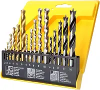 Kit de Brocas 16 Peças para Metal, Concreto e Madeira - Aço Carbono com Maleta Organizadora - Uso Profissional e DIY