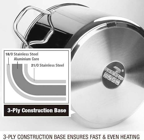 Miniatura 5 de HOMICHEF Olla de 8 cuartos de galón con tapa acero inoxidable sin níquel olla pulida con espejo 8 cuartos de galón con tapa ollas saludables de 8