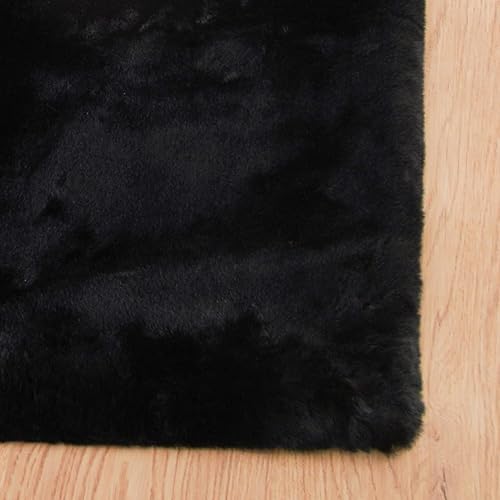 Miniatura 6 de Alfombra negra esponjosa de 5 x 7 pies para dormitorio, alfombra rectangular de pelo lavable con conejo, para sala de estar, habitación de