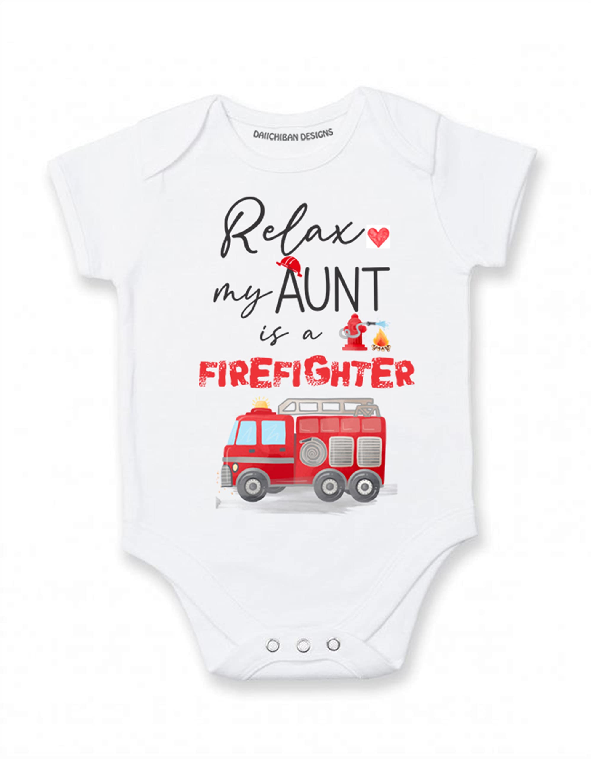 My Aunt is a firefighter baby clothes Fireman baby outfit (12 months)