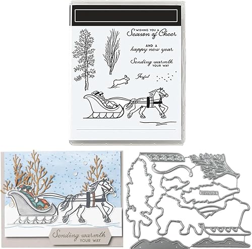 Sellos y troqueles de trineo de flores, suministros de arte, álbumes de recortes, manualidades, para Navidad, Acción de Gracias, Halloween (color