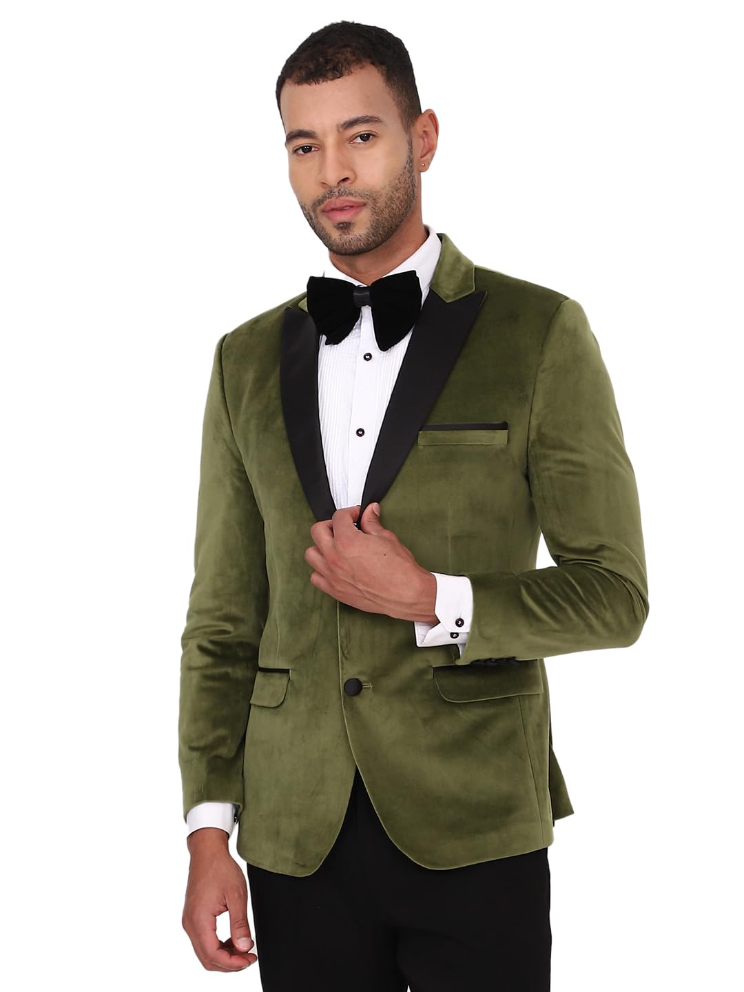 manq Men Slim Fit Tuxedo Solid Blazer - Peak Lapel, Button Closure, Long Sleeves, Structured Fit, Winter Wear, Ethnic Formal Styling-picture-45