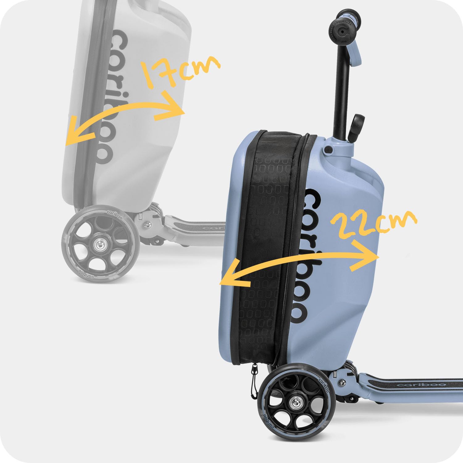 Cariboo Roller Kinder Scooter mit Koffer Mit 3 Rädern Ab 2 Jahren 2in1 Dreirad Klappbar Höhenverstellbar Bis 50 kg Handgepäck iTravel
