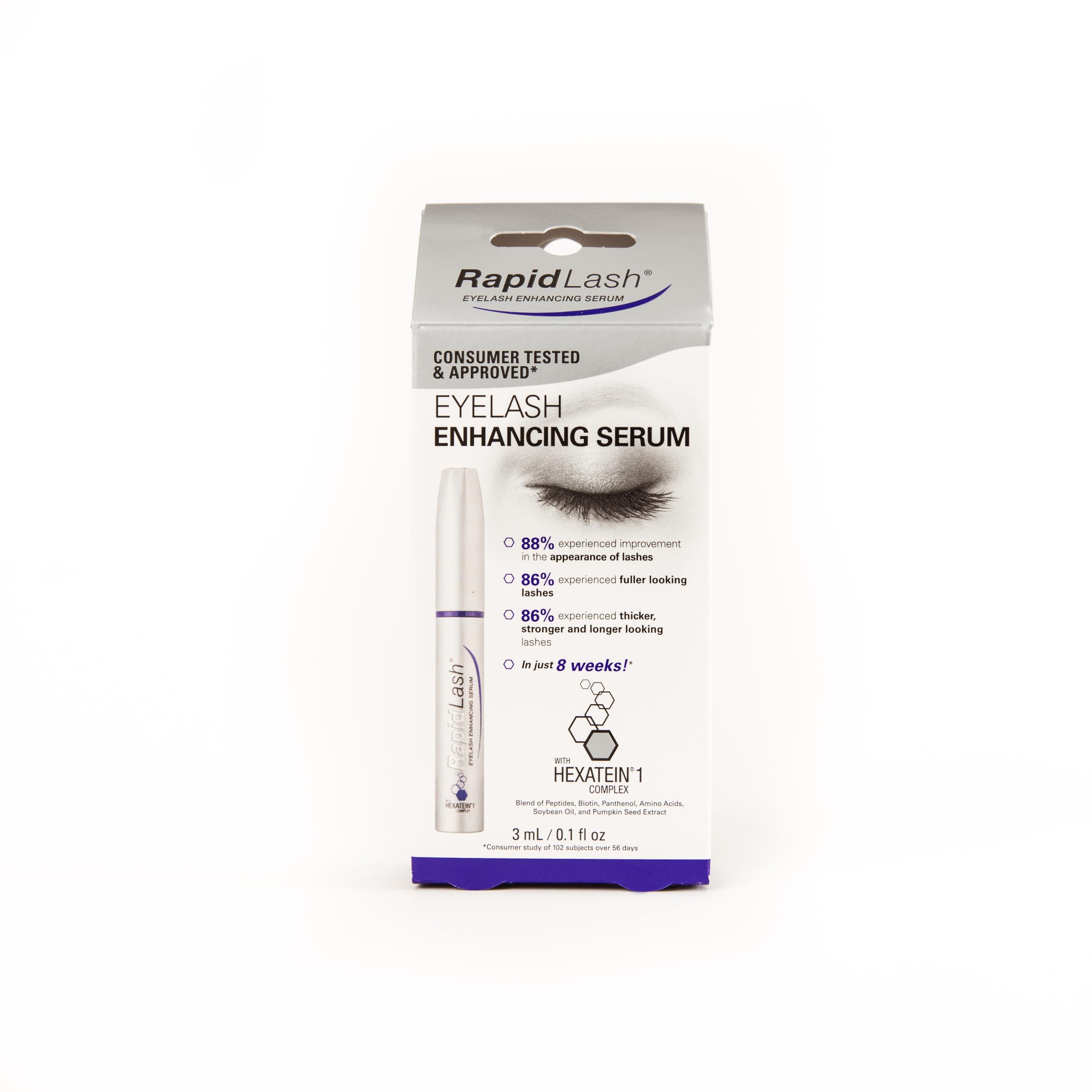 RapidLash® - Siero Potenziatore per Ciglia con Ingredienti Naturali, 3 ml. Intensificatore del look di ciglia lunghe, forti e dense in 4 settimane.