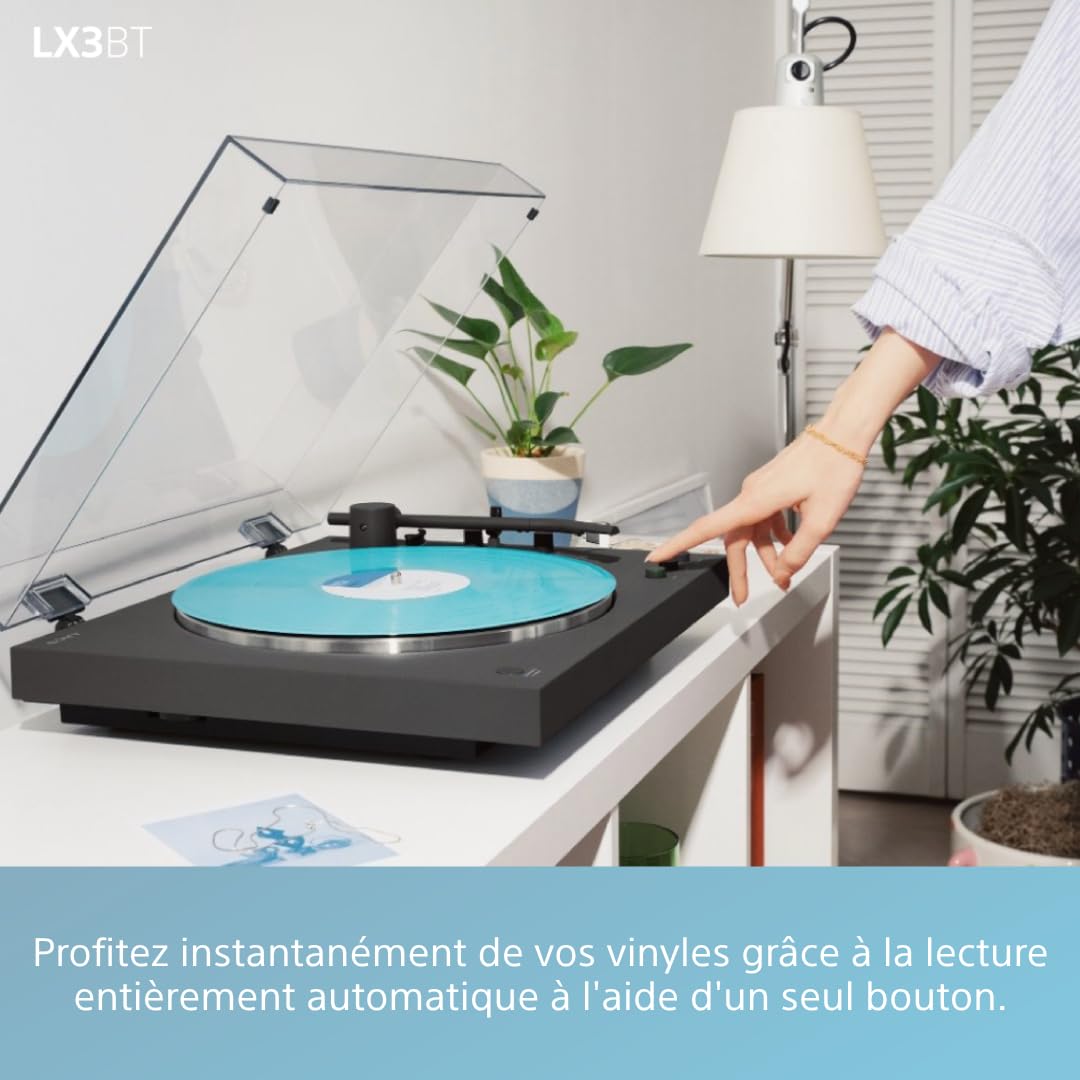 Sony PS-LX3BT Platine Vinyle Bluetooth Noir, Le Vinyle simplifié : élégant, sans Fil et sans Effort.