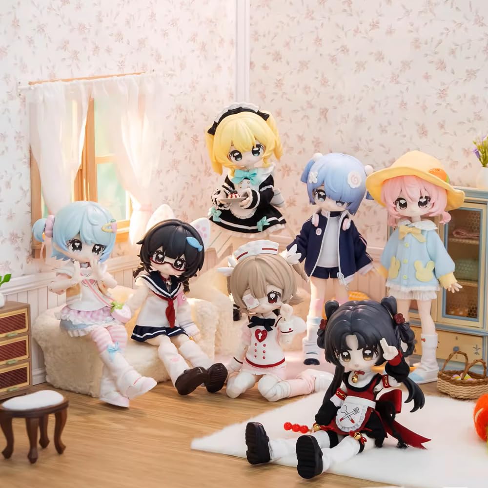 niannyyhouse 1/12 BJD Blind Box Figuren, Ball Jointed Doll with Clothes, Small Key Design Collection, Action Figure Collectable Ornaments (6PCs)