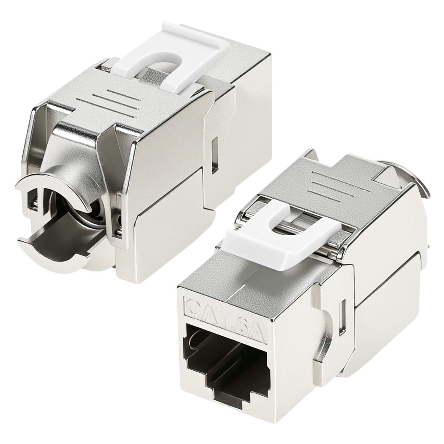 QWORK® Pack de 24 Module Keystone RJ45 Cat-6A Blindé - 500 MHz, 10 Gbits/s - Montage sans Outil