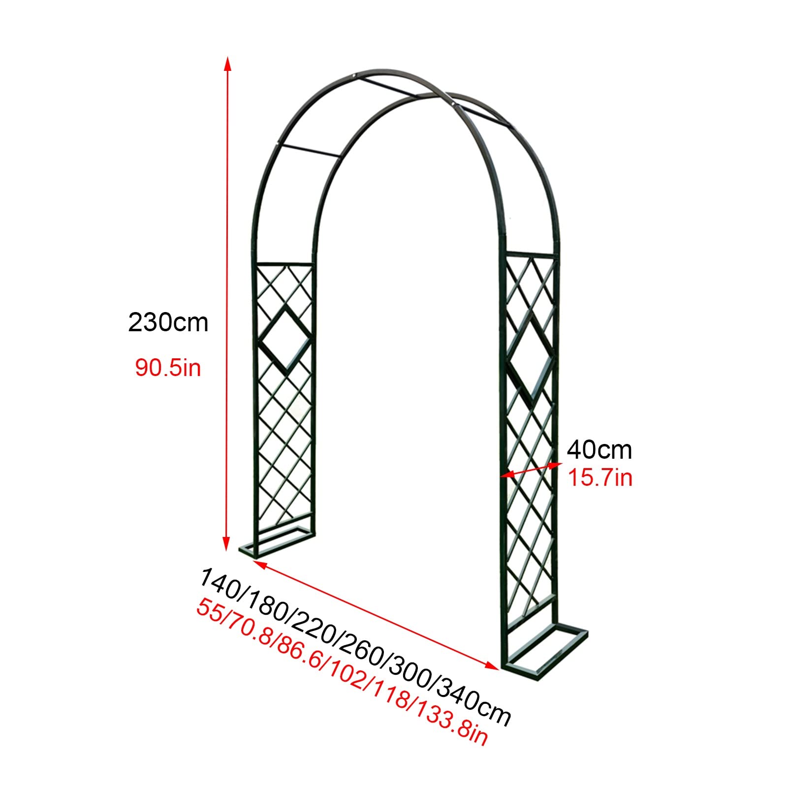 SDdPulse Arco da giardino in ferro battuto, per piante rampicanti, arco decorativo per giardino esterno, pergolato, per varie piante, viti, giardino, prato, facile da installare (bronzo, 260 cm)