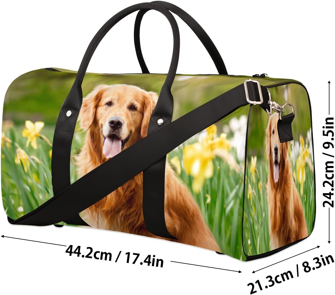 Flower Dog Travel Duffel Bag for Women Men Large Capacity Overnight Weekender Bags for Lightweight Waterproof Sport Gym Bag for Workout Yoga Swim