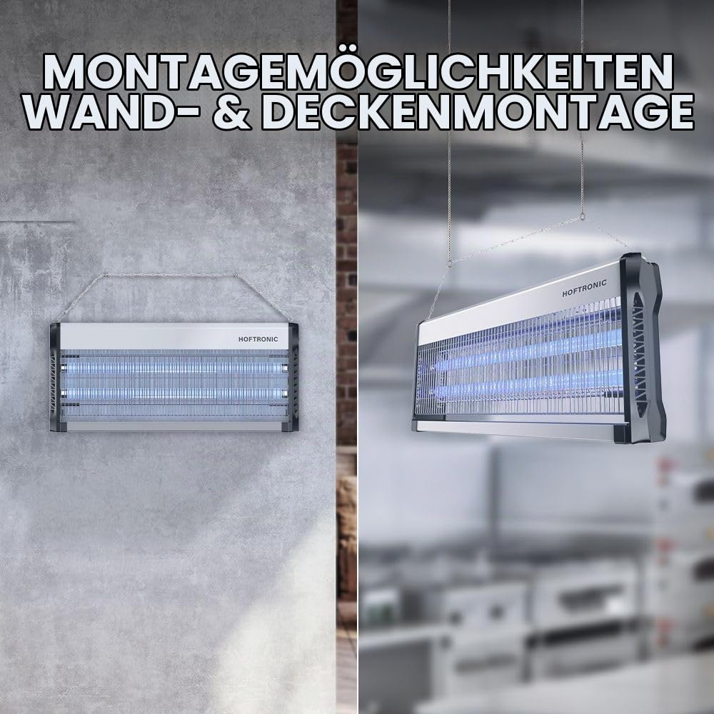 HOFTRONIC Volt - Insektenvernichter 4200 Volt (Hochspannung) - UV insektenfalle 40 Watt 150m² - Hoch effektiv gegen Lebensmittelmotten, Gartenmotten, Stechmücken, Fliegen u. Fliegende Insekten