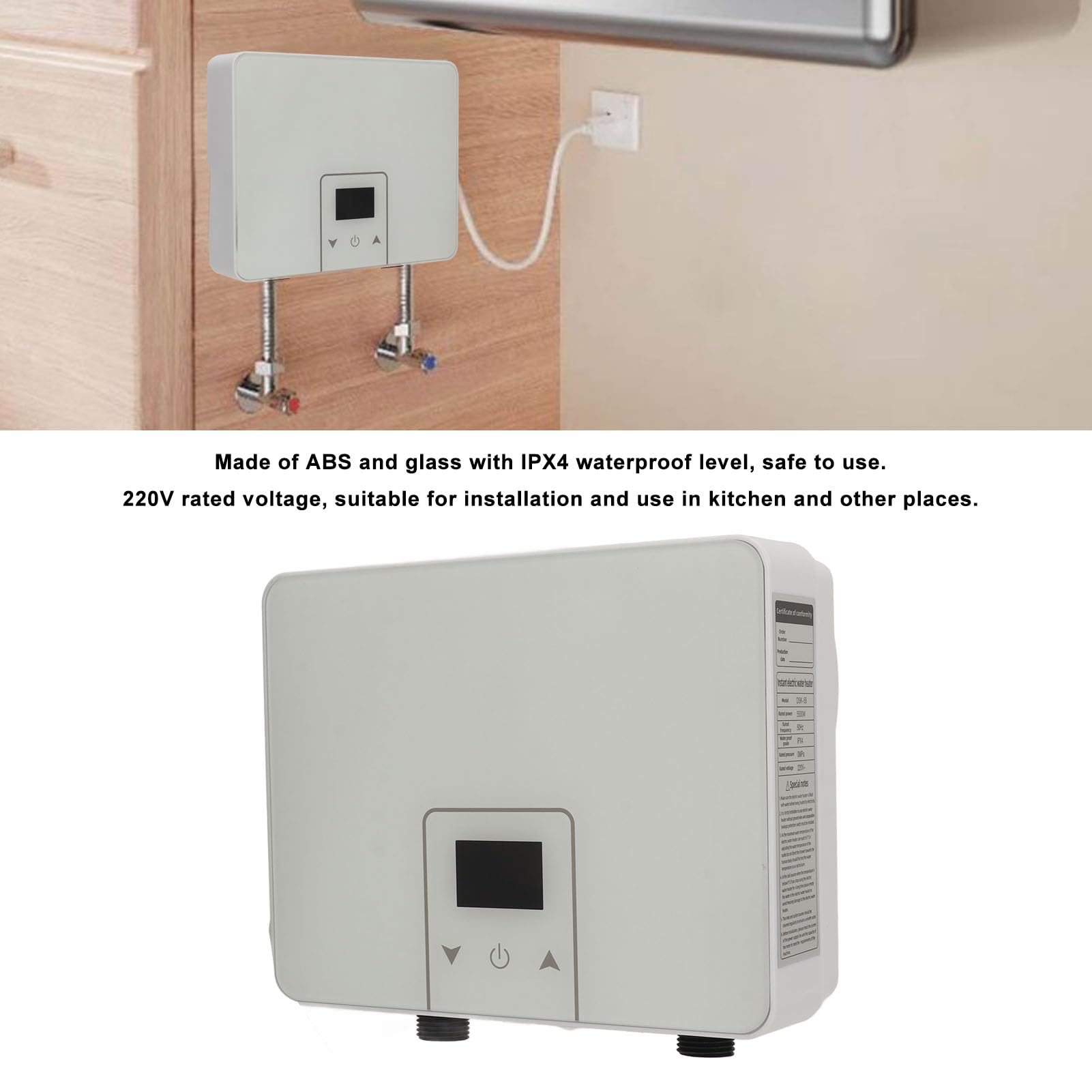 Scaldabagno Elettrico Istantaneo 5L 5000W – Risparmio Energetico Con Telecomando E Display LED Per Cucina E Bagno