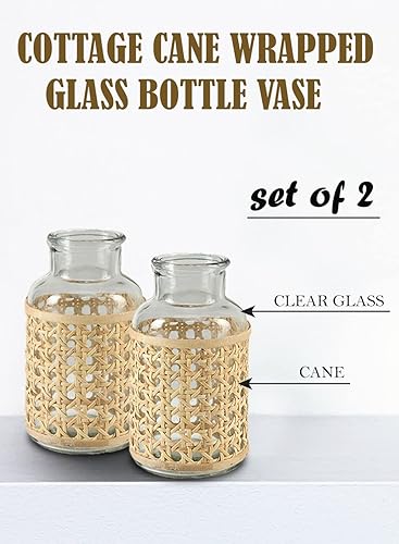Miniatura 6 de Serene Spaces Living Jarrón de vidrio envuelto en bastón de cabaña, florero, centro de mesa, decoración bohemia de recepción de boda, para sala de