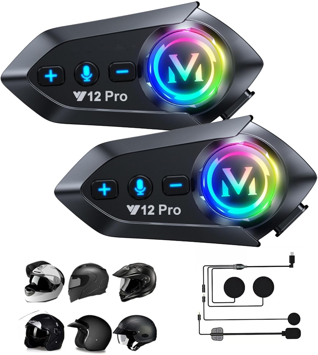 Motorcycle Helmet Intercom Bluetooth Headset Speakers Communication System