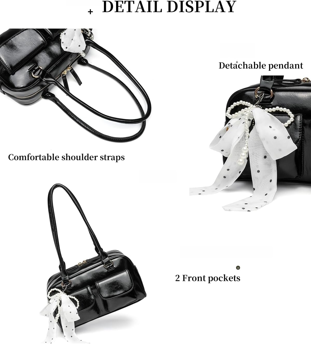 Y2K Shoulder Purses for Women Trendy - PU Leather Retro Boston Handbag, Lightweight and Versatile for Work and Travel - Image 5