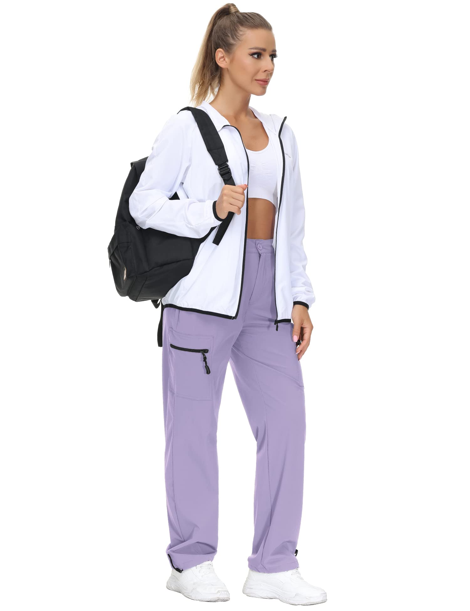 VVK Damen-Cargohose, leicht, schnell trocknend, Outdoor-Sporthose, Camping, Klettern, Golf, Reißverschlusstaschen