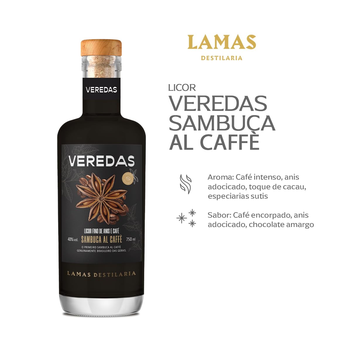 TABACCO DRINKS(タバコリキュール) Licor Veredas Sambuca Al Caffè Lamas Destilaria | Amazon.com.br