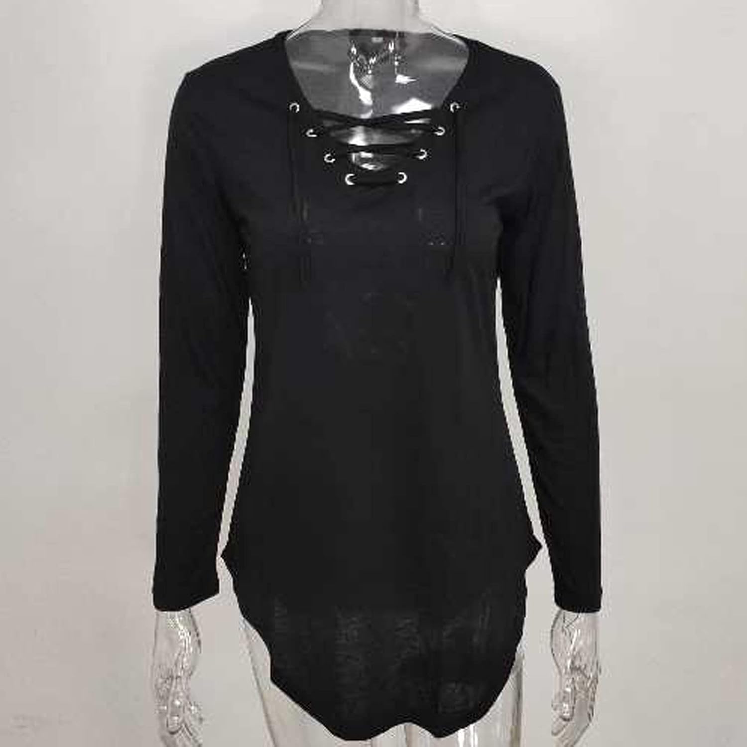 Peigen Womens Tops Casual Solid Color Long Sleeve V Neck T-Shirts Blouse Sexy Hollow Out Sweatshirt Tunic Tops : Clothing, Shoes & Jewelry