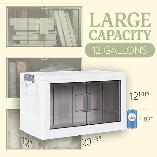 Miniatura 7 de OlarHike Contenedores de almacenamiento de 34 cuartos de galón con tapas, caja de almacenamiento plegable con puertas y ruedas, contenedores de