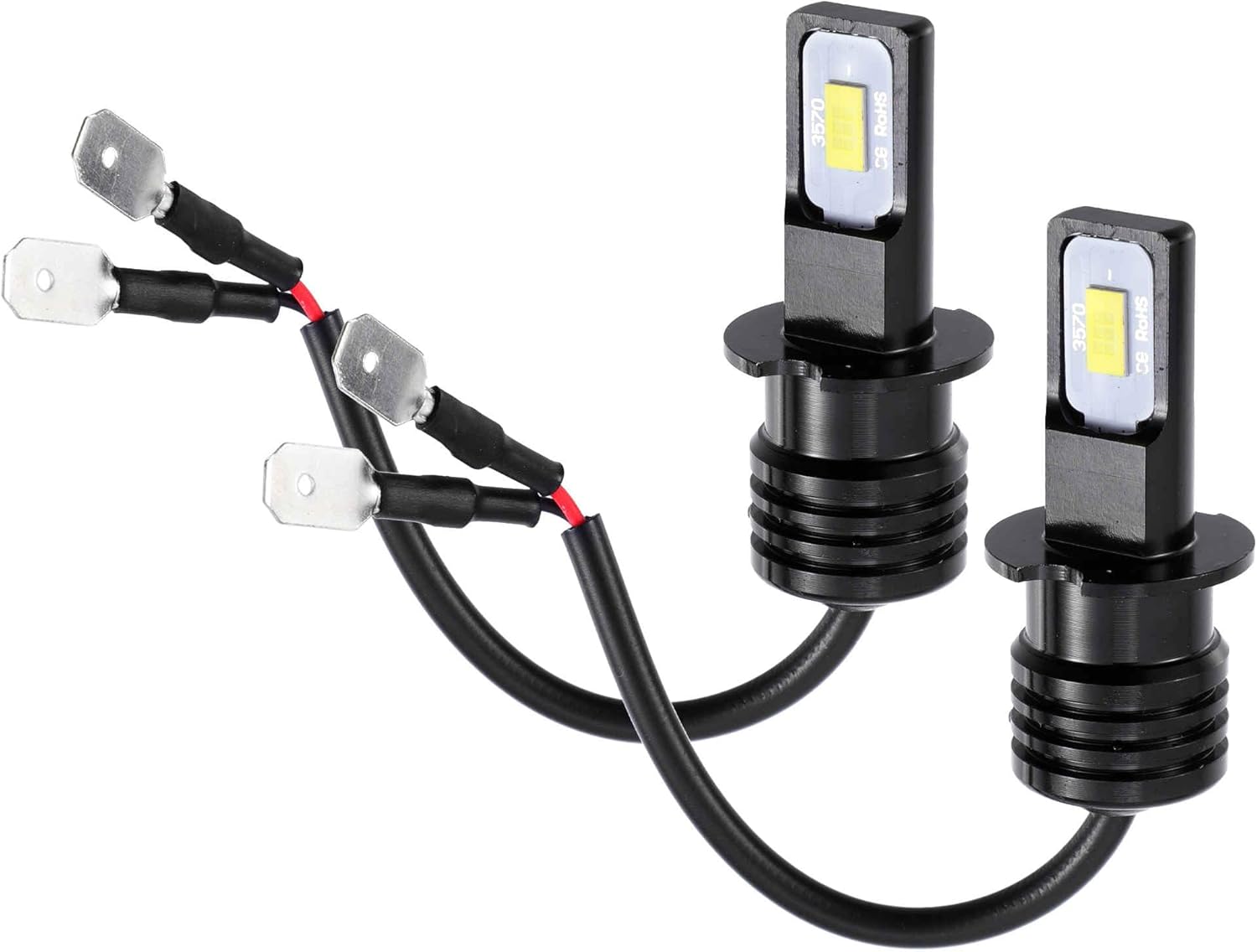 H3 Fog Lights Bulbs 6000K Cool White 80W Power 3570 Chips Car Driving Running DRL Fog Lamp Bright IP67 Waterproof Aluminum White (Set of 2)