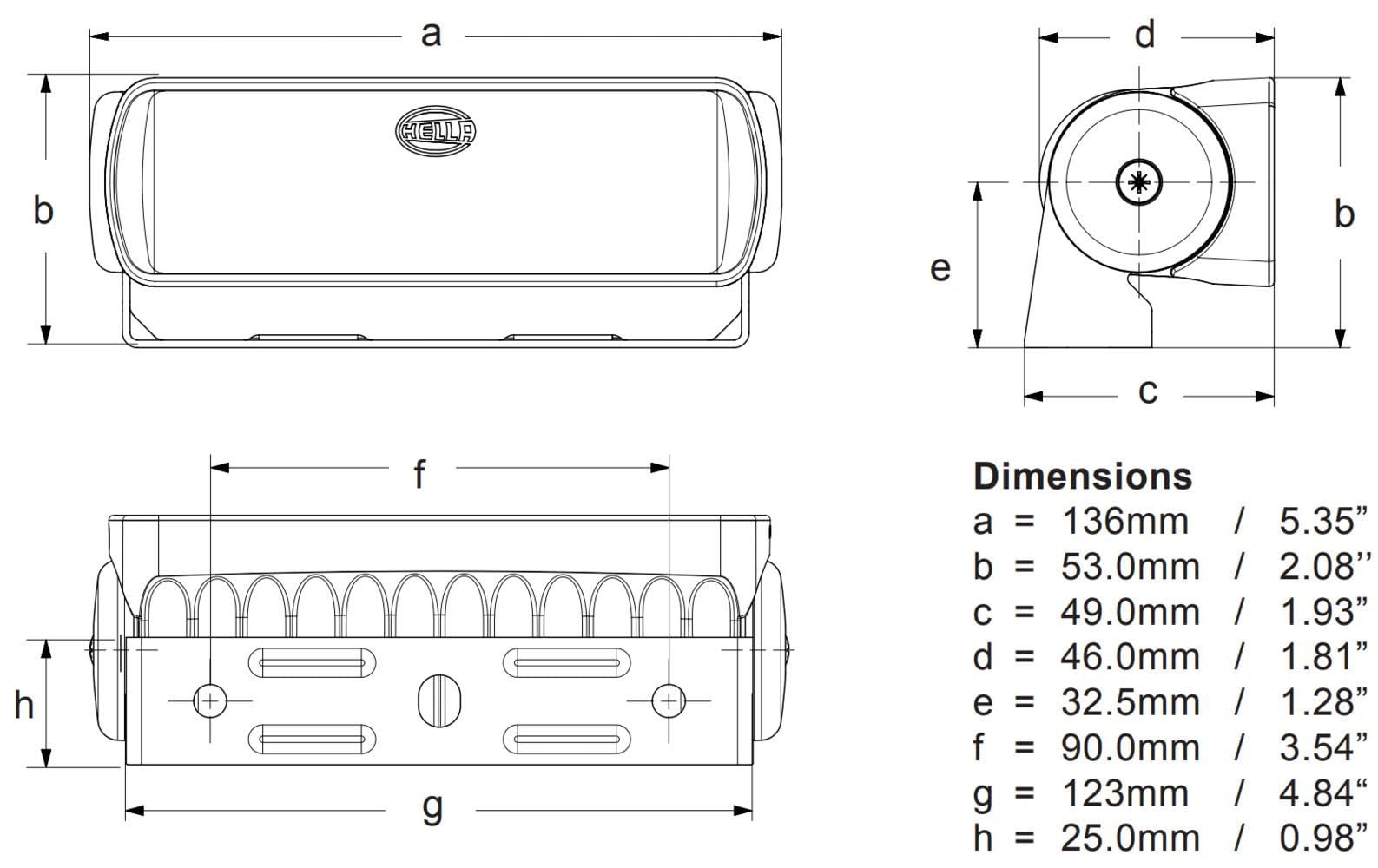 Hella MARINE Flutlicht 12-24V DC - 550 Lumen Sea Hawk-R - Schwarzes Gehäuse mit Halterung - Nahfeldausleuchtung Lichtfarbe Weiß - Deckscheinwerfer Bootsscheinwerfer 2LT 980 573-011