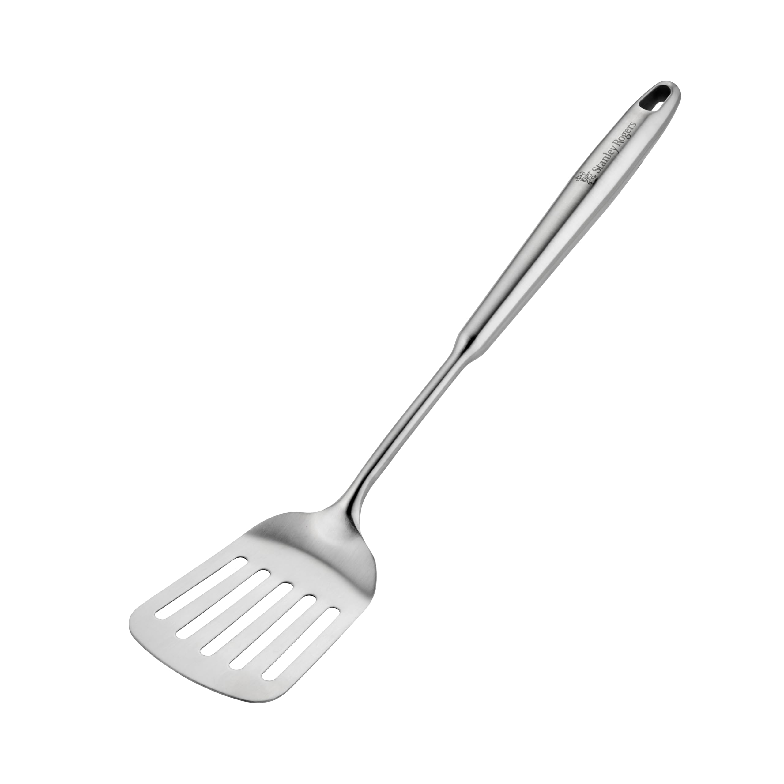 Stanley Rogers Monobloc Stainless Steel Slotted Turner, Satin Finish Kitchen Utensil with Wide Slotted Head, Hanging Loop & Dishwasher Safe, Cooking Gadget for Flipping & Serving, 37x7.5x2.21cm