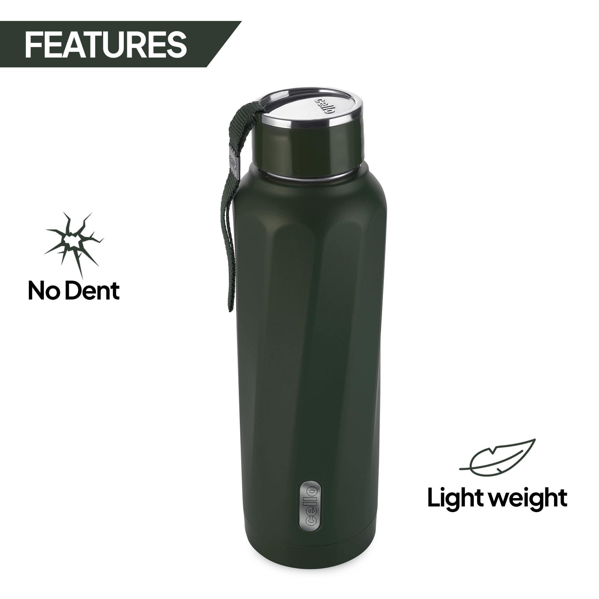 Cello Puro Steel-X Turbo Water Bottle - Military Green -4