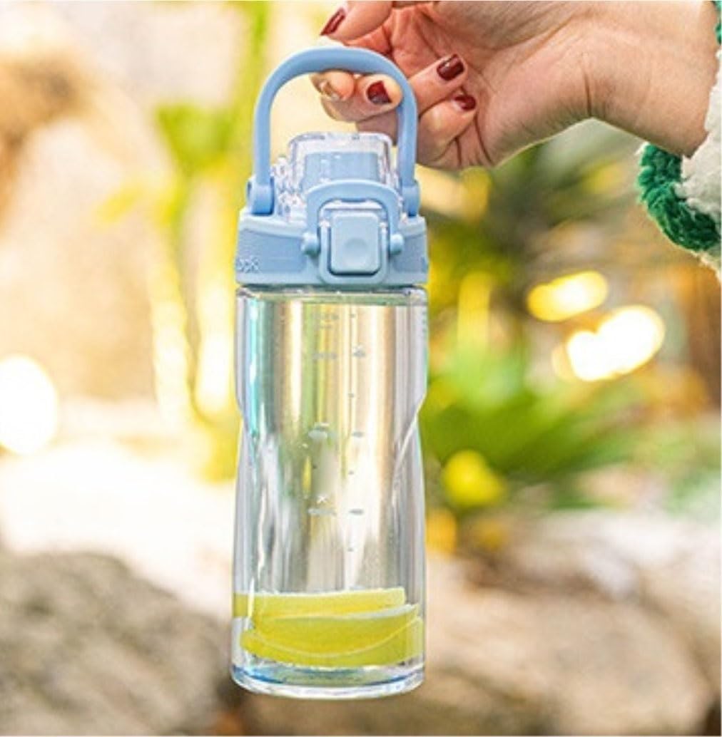 Botella Agua Botella de Agua for Oficina Deportes al Aire Libre Taza de Agua de plástico Taza de Jugo Taza for Beber Hervidor portátil Rosa 700ml Botella(Gray)