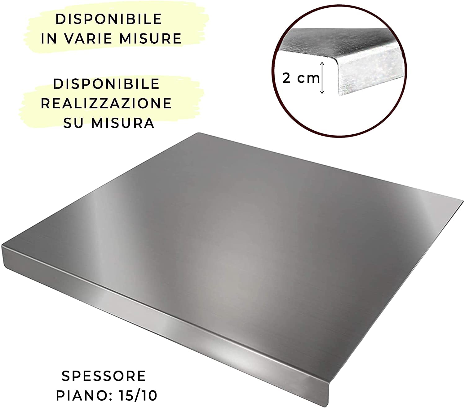 Tagliere Cucina Acciaio Inox Spianatoia Professionale Acciaio Inossidabile Piano Lavoro Per Cucina Bar Ristorante Impastare Pizza Pane Dolci Made In Italy MISURA L