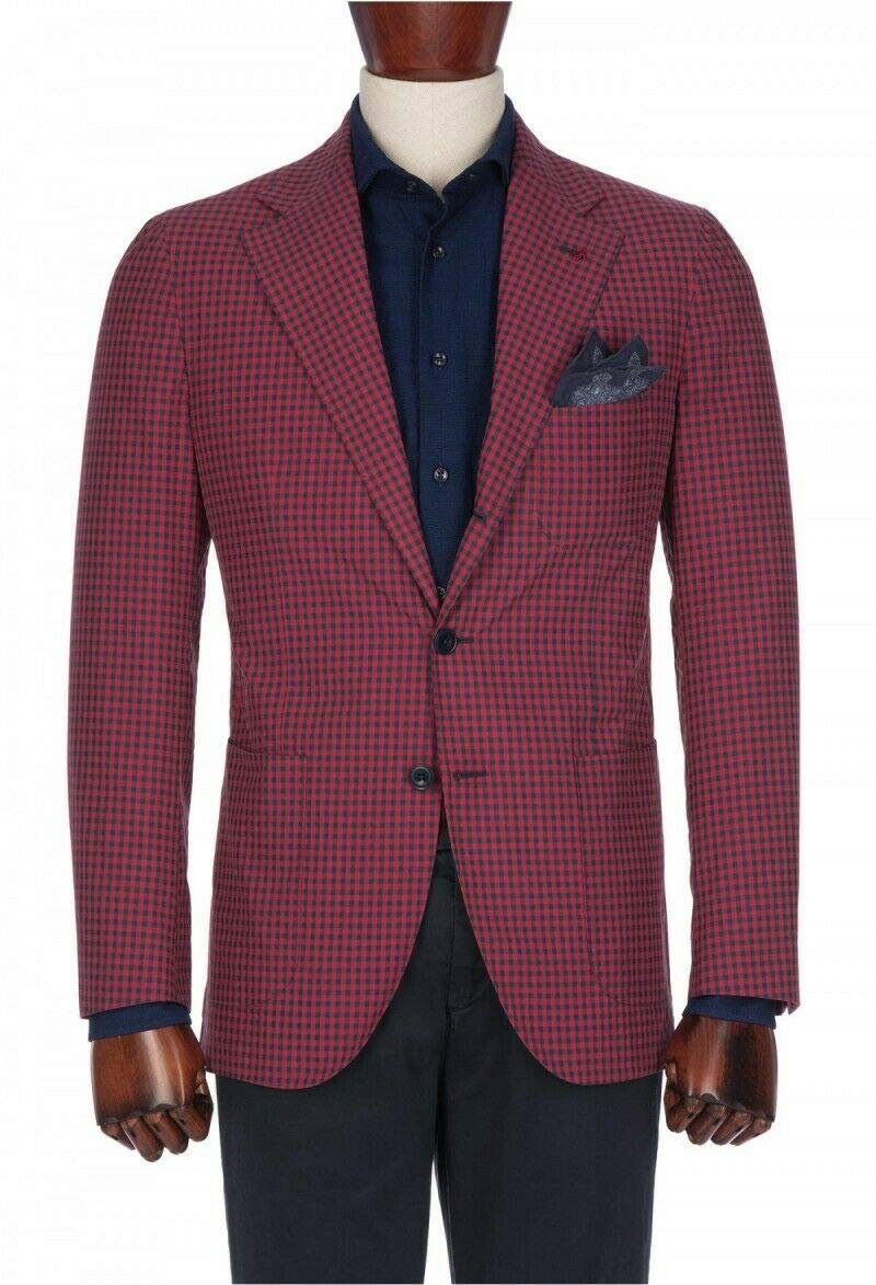 Hombre Traje de 2 Piezas para Hombre Chaqueta a Cuadros Slim Fit con Dos Botones Vestido Formal Pantalones de Chaqueta