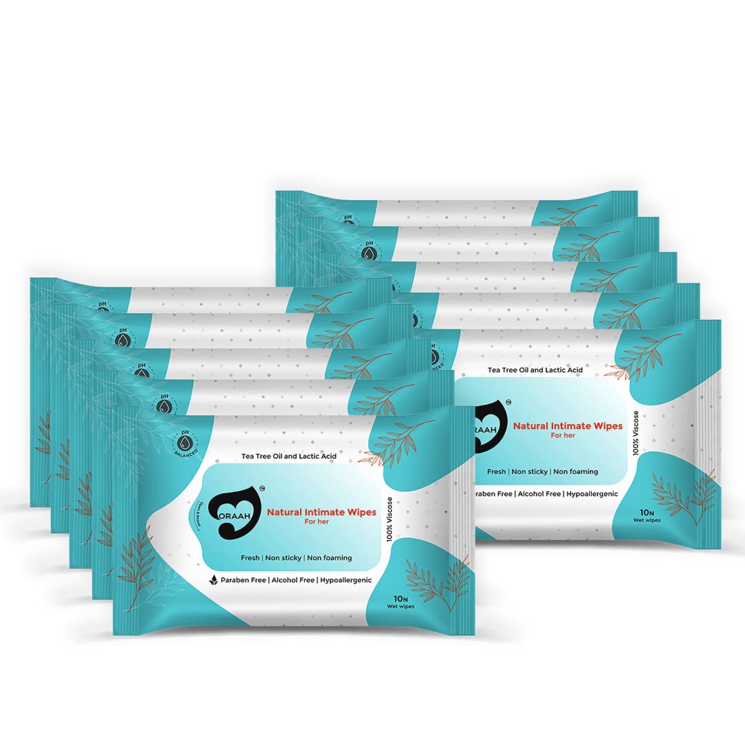 ORAAH Natural Intimate Hygiene Wipes For Women - Buy Pack Of 5 & Get Pack Of 5 For Free