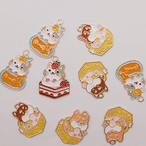Miniatura 6 de Yukfhgt Dijes de animales, lindos dijes esmaltados para pasteles, gatos, perros, 20 piezas de aleación de animales de dibujos animados para hacer