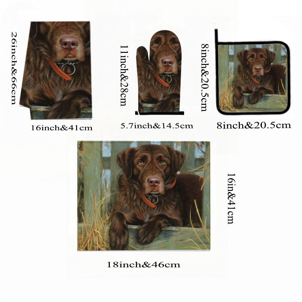 9PCS Brown Labrador Retriever Cucina Decor e Accessori Set