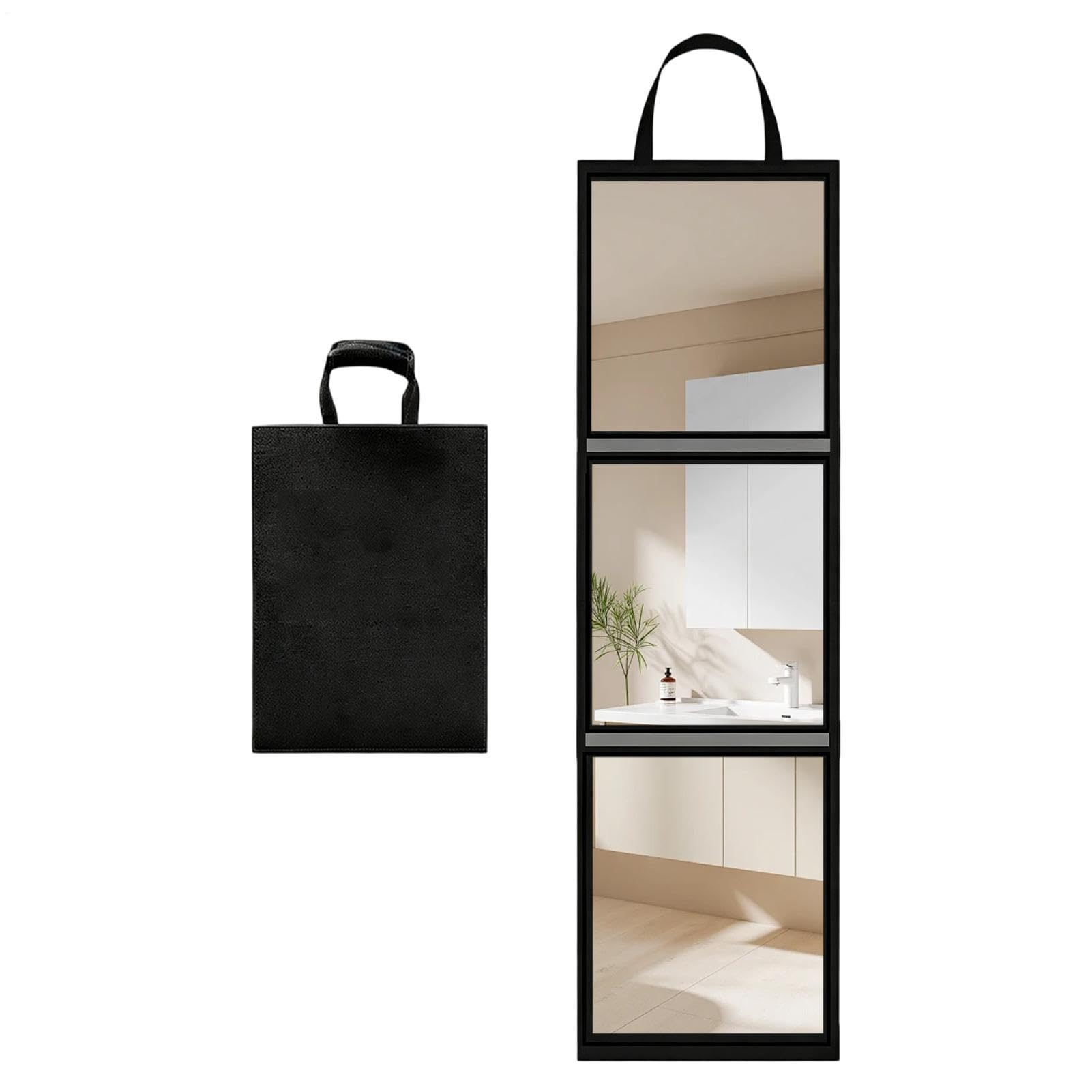 Espejo de Cuerpo Entero 118x31 cm Alto con Asa y Tríptico Decoración de