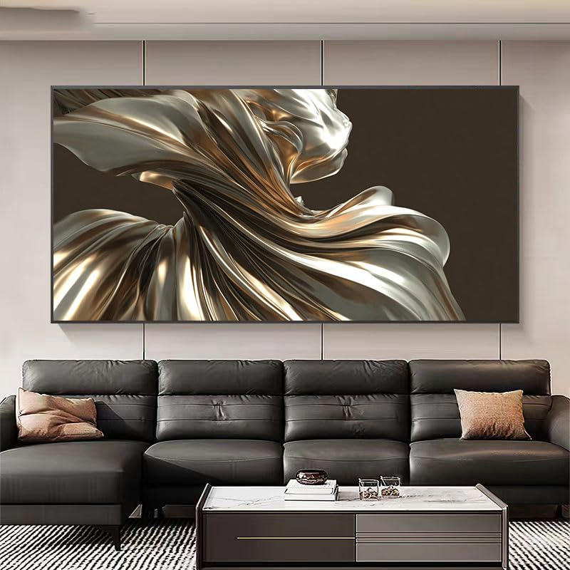 Cuadro de escultura fluida dorada para transformar el estilo de tu sala de estar 5