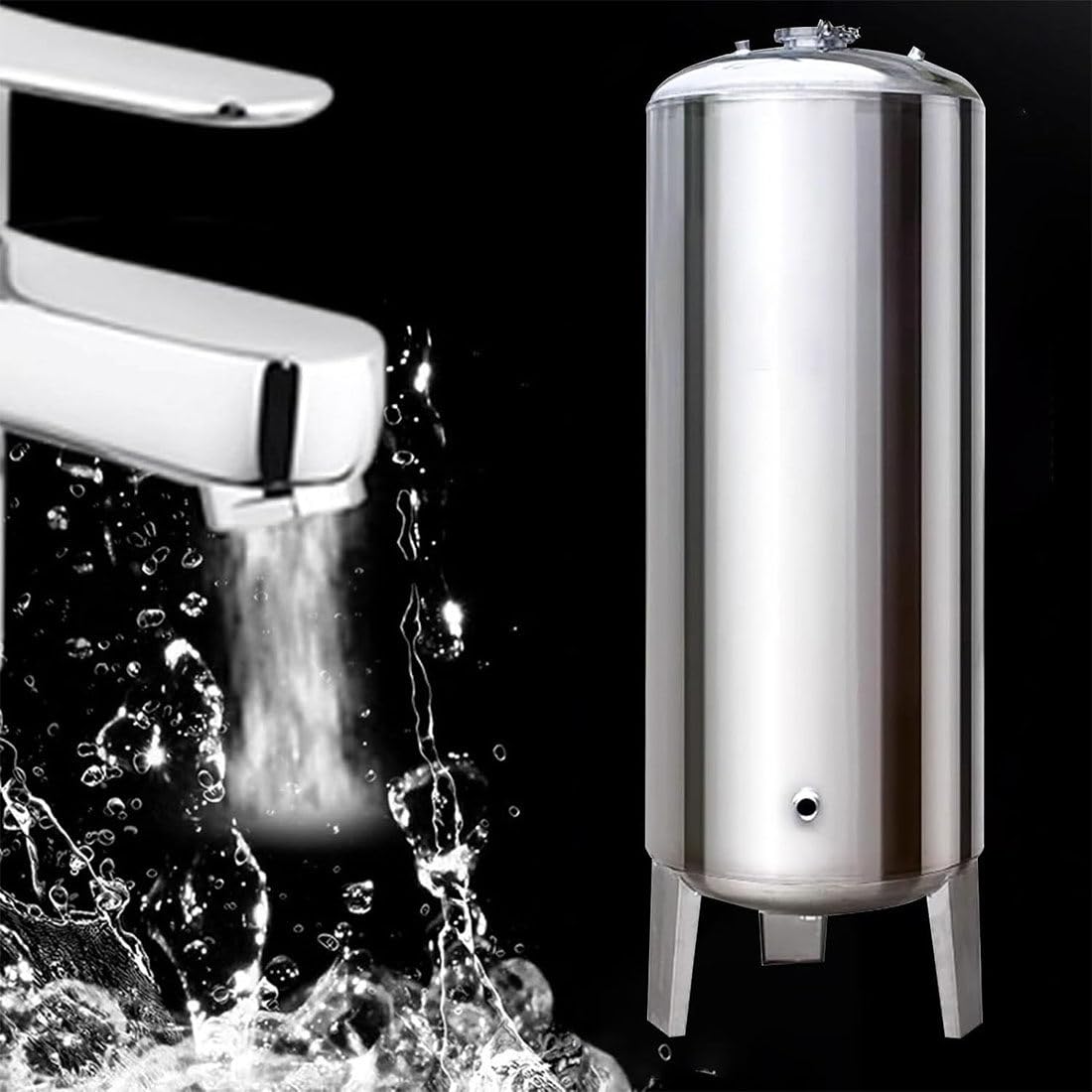 Serbatoio a pressione dell'acqua, Contenitore della vescica dell'acciaio inossidabile, Stoccaggio dell'acqua pressurizzato verticale per pompa di pozzo e approvvigionamento idrico