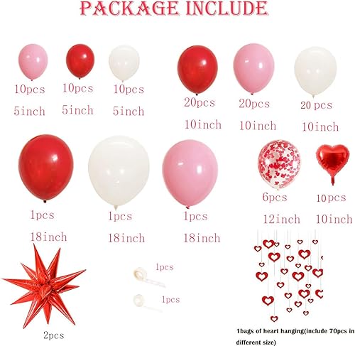 Miniatura 5 de Kit de guirnalda de arco de globos para el día de San Valentín globo rojo rosa y blanco con corazón brillante cinta de globos colgantes de estrella