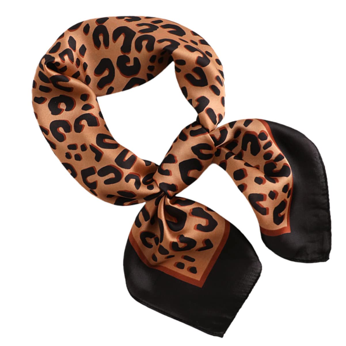 SHERCHPRY Elegante Pañuelo de Seda de 70 X 70 Cm Pañuelo Cuadrado para Mujer con Estampado de Leopardo para El Trabajo
